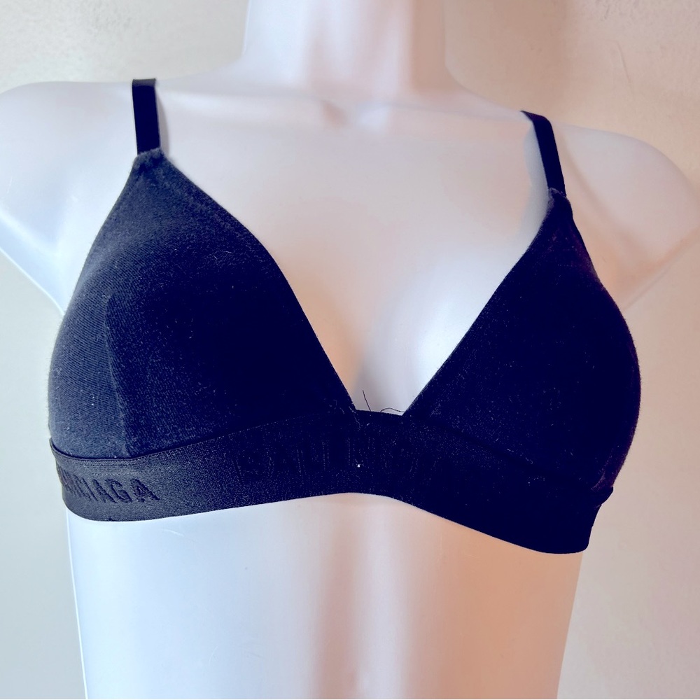 Balenciaga Womans Bra Small Black Logo Bralette T… - image 5